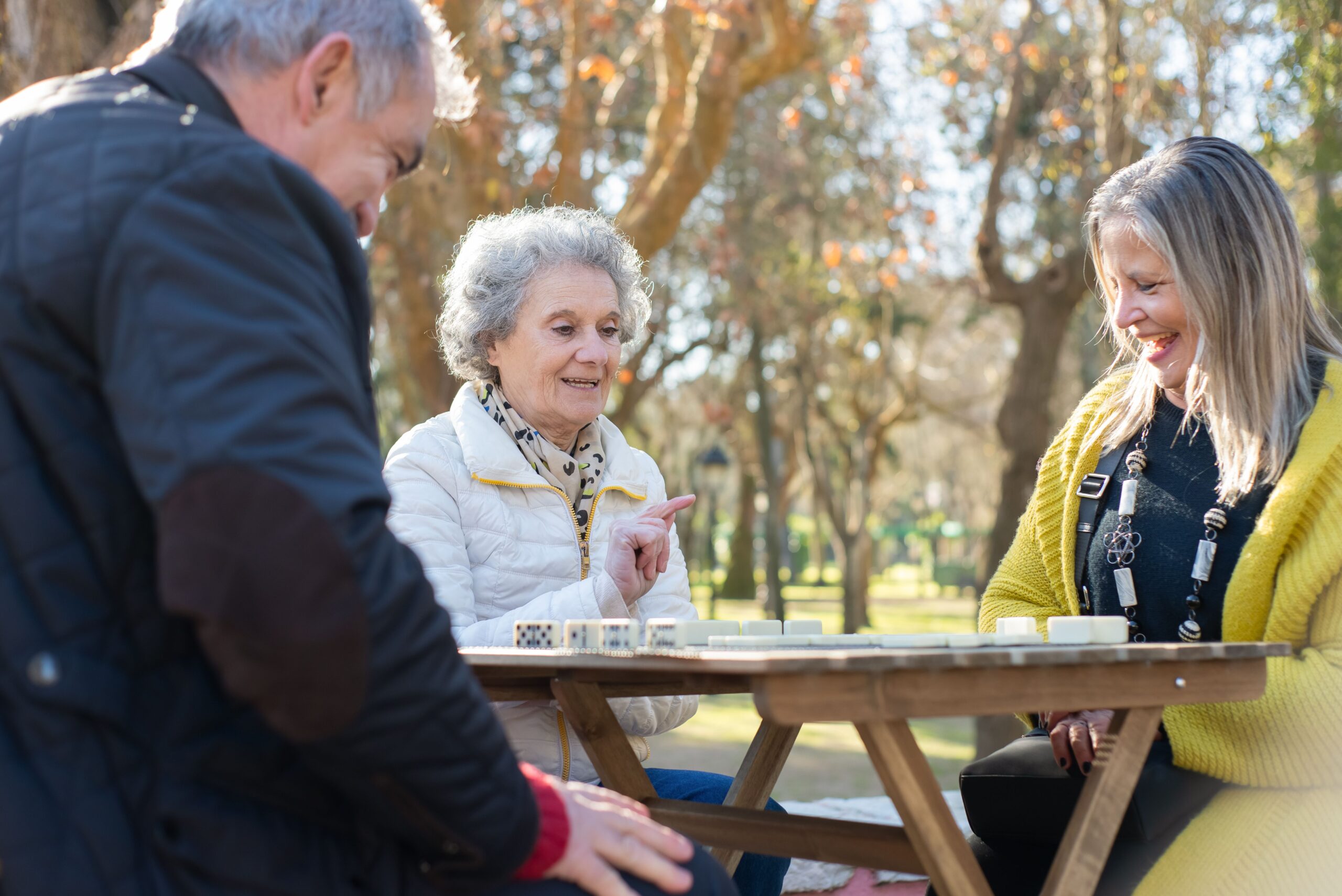 3 people sitting in the garden